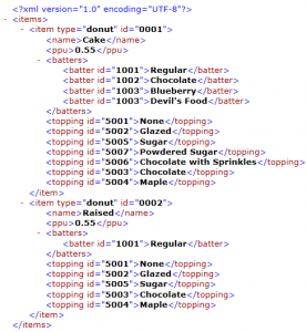 Sample XMl file with Nested Loops